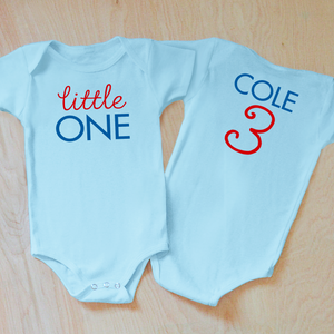 Classic Red and Blue Little One Baby Onesie