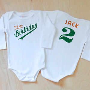 Little League Personalized Birthday Onesie at Hi Little One