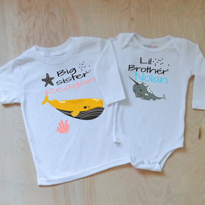 Personalized Big Sis/Little Bro Aquatic Sibling Set -