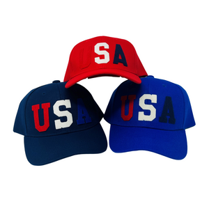 Toddler Patriotic Colorful USA Baseball Hat with Vintage Wool Lettering