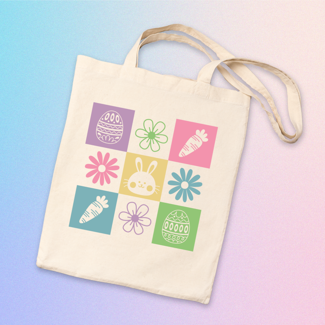 Easter Colorful Print Tote Bag  |  Egg-Hunting Tote Bags & Gifts