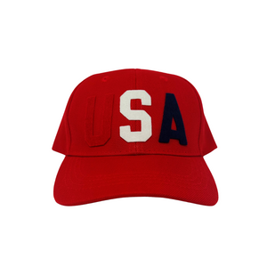 Toddler Patriotic Colorful USA Baseball Hat with Vintage Wool Lettering
