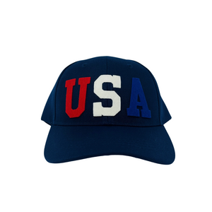 Toddler Patriotic Colorful USA Baseball Hat with Vintage Wool Lettering