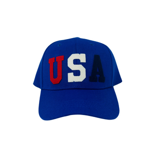 Toddler Patriotic Colorful USA Baseball Hat with Vintage Wool Lettering