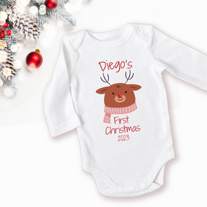 Baby Reindeer's First Christmas Personalized Holiday Onesie