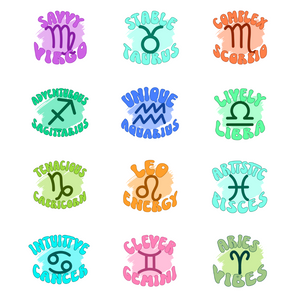 Cosmic Chromatics: Paint Swatch Zodiac T-Shirts in Playful Bubble Font