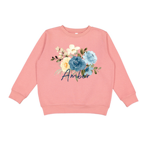 Kids' Classic Blue Floral Crewneck Sweatshirt