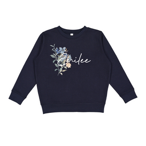 Kids' Classic Blue Wildflower Crewneck Sweatshirt
