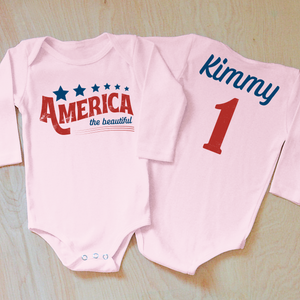 Personalized America the Beautiful Baby Onesie
