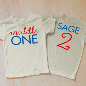 Classic Red and Blue First One, Middle One Kid's T-shirt