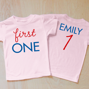 Classic Red and Blue Little One, First One, Middle One Kid's T-shirt or Baby Onesie