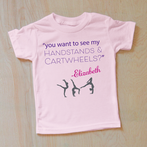 Gymnast Handstands and Cartwheels Personalized Kids T-shirt