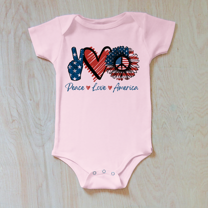 Good Vibes Peace Love America Baby Onesie