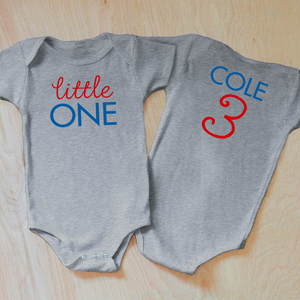 Classic Red and Blue Little One Baby Onesie