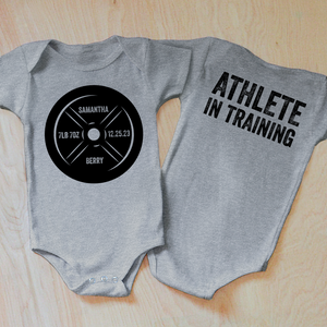 Personalized Athelete in Training Baby Onesie