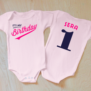 Little League Personalized Birthday Onesie