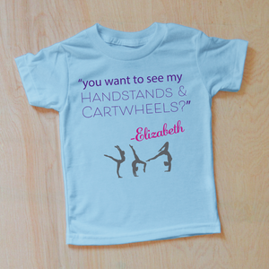 Gymnast Handstands and Cartwheels Personalized Kids T-shirt