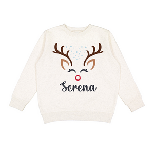 Personalized Kids' Cute Reindeer Crewneck Sweatshirt