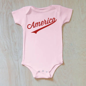 America Baby Onesie - 0-3M / Short Sleeves / Light Pink -