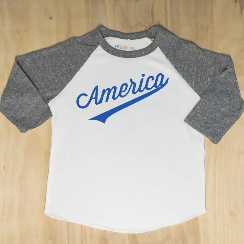 America Raglan - 3-6M / Grey / Navy - Raglan