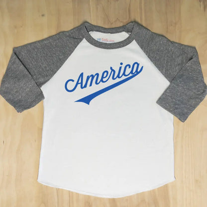 America Raglan - 3-6M / Grey / Navy - Raglan