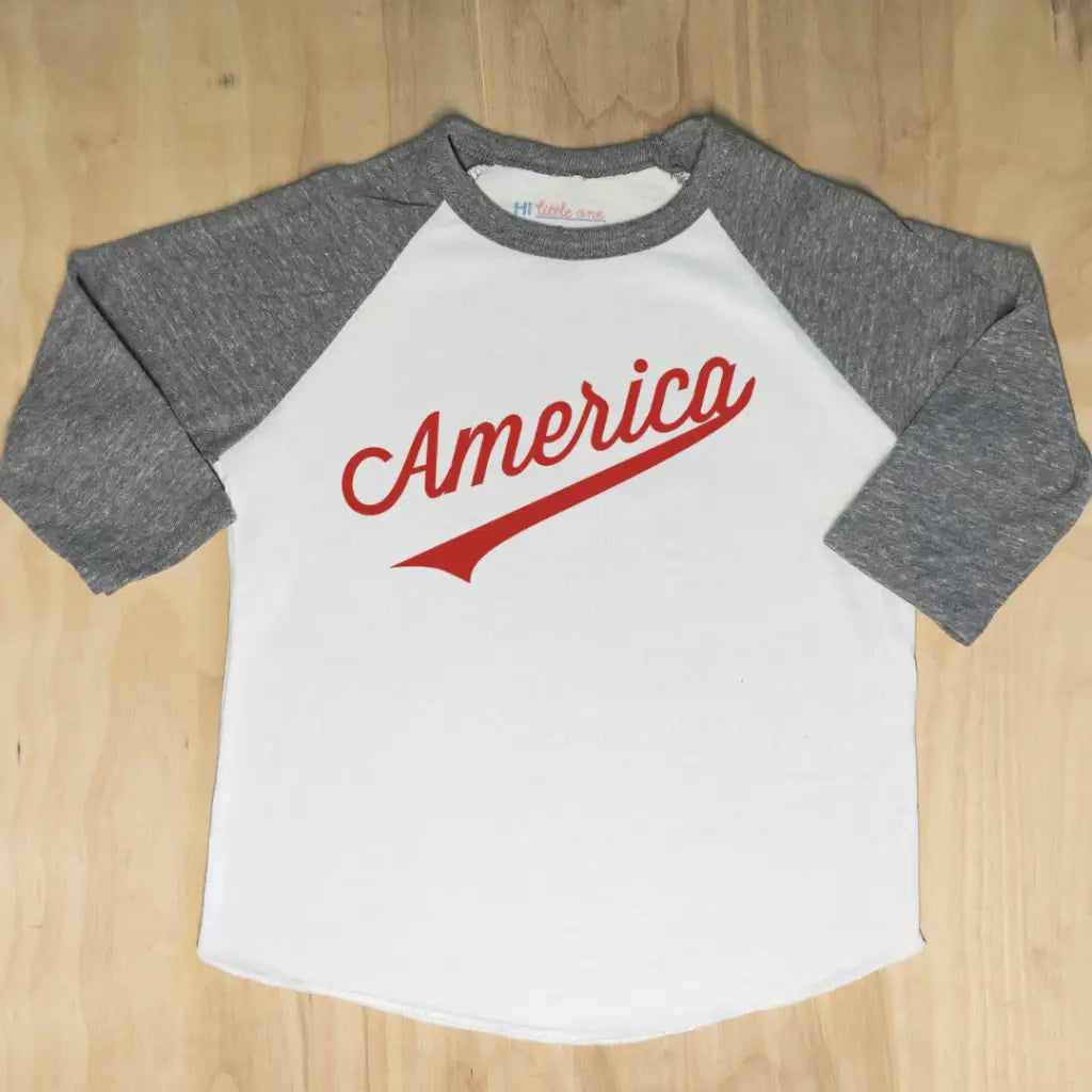 America Raglan - 3-6M / Grey / Red - Raglan