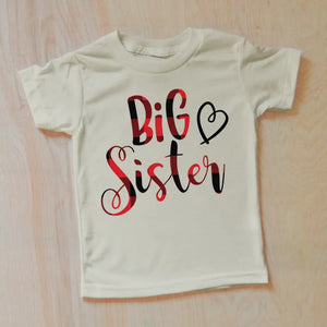 Big Sister Heart T-Shirt - 2T / Natural / Short Sleeve -