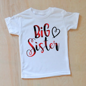 Big Sister Heart T-Shirt - 2T / White / Short Sleeve -