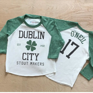 Dublin City Stout Makers Green Raglan at Hi Little One