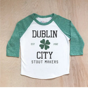 Dublin City Stout Makers Green Raglan at Hi Little One