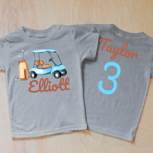 Golf Personalized T-shirt - 2T / Grey / Short Sleeve -
