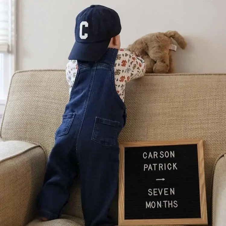 Hi Little One Infant Baseball Hat with Vintage Wool Lettering - Hotpink