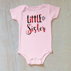 Little Sister Heart Onesie - 0-3M / Light Pink / Short
