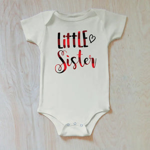 Little Sister Heart Onesie - 0-3M / Natural / Short Sleeve -