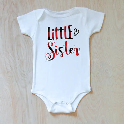 Little Sister Heart Onesie - 0-3M / White / Short Sleeve -