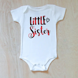 Little Sister Heart Onesie - 0-3M / White / Short Sleeve -