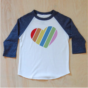 Love Rules Rainbow Heart Raglan at Hi Little One