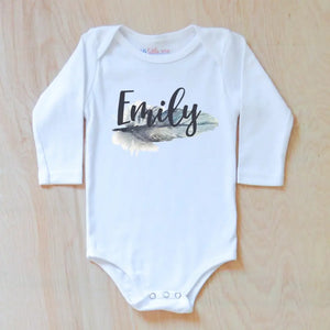 Personalized Boho Feather Onesie at Hi Little One