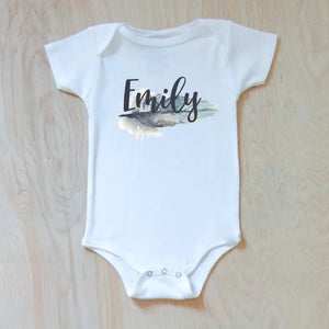 Personalized Boho Feather Onesie at Hi Little One