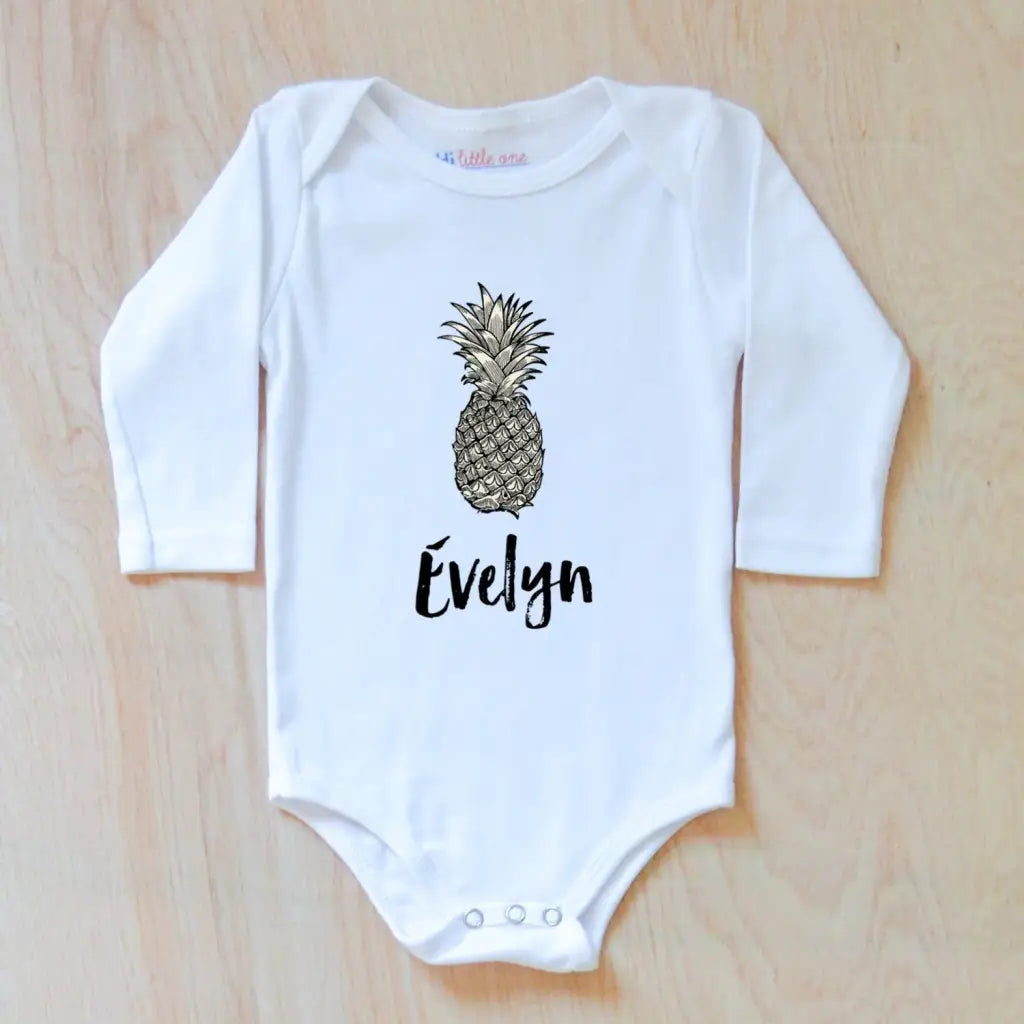 Pineapple Baby Announcement Personalized Onesie at Hi Little One