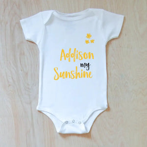 Sunshine Baby Announcement Personalized Onesie at Hi Little One
