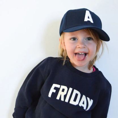 Toddler Baseball Hat with Vintage Wool Lettering at Hi Little One
