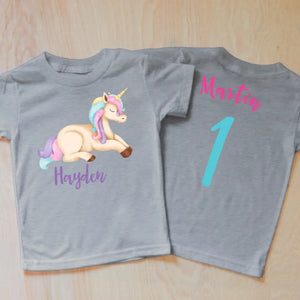 Unicorns and Butterflies Girl Personalized Kids T-shirt - 2T