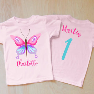 Unicorns and Butterflies Girl Personalized Kids T-shirt - 2T