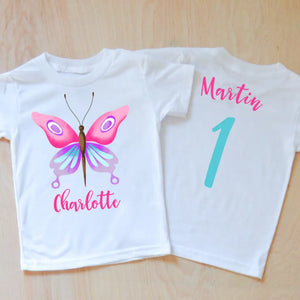 Unicorns and Butterflies Girl Personalized Kids T-shirt - 2T