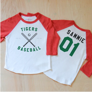 Varsity Personalized Red Raglan at Hi Little One