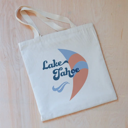 Vintage Summer Breezy Personalized Tote - White/Blue/Peach -